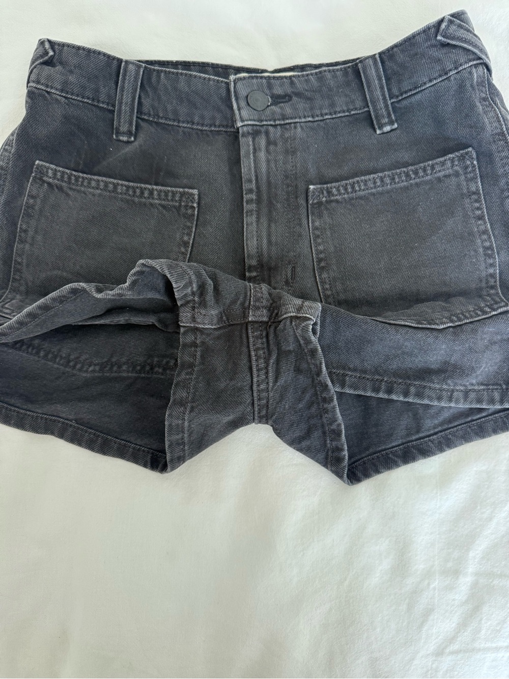 Free People Washed Black High-Rise Denim Shorts